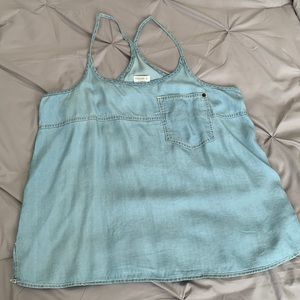 Forever 21 Chambray Racerback Tank Top M